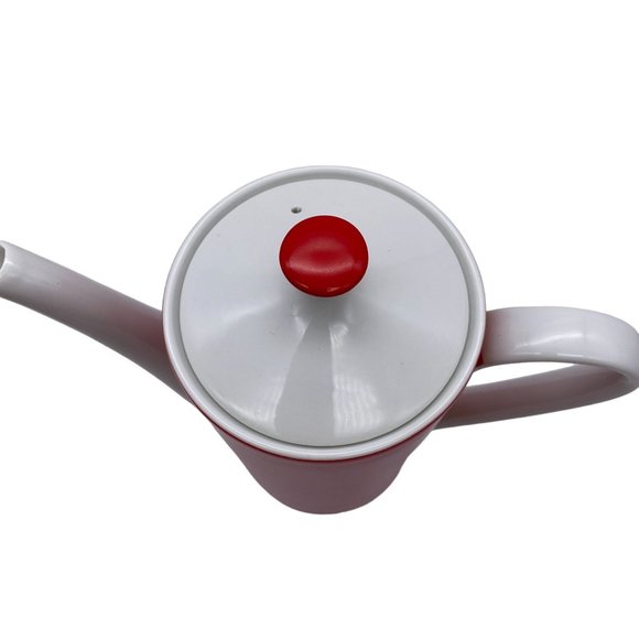 Vintage MCM coffee set Japan red white OCM coffee pot six cups ceramic - Picture 5 of 12